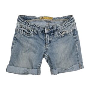Rustic Denim Womens Size 5/6 Light Wash Cuffed Jean Shorts Low Rise Y2K Style